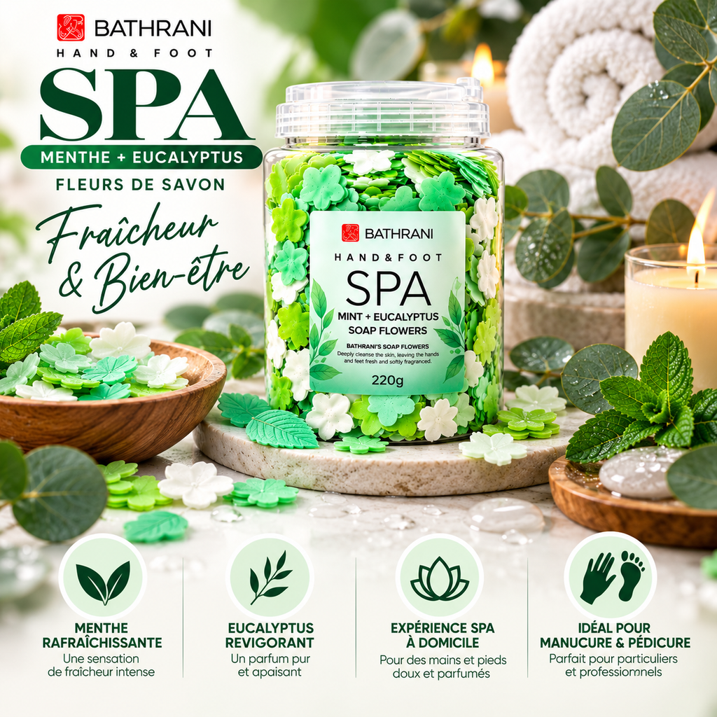 BATHRANI Fleurs de Savon Spa Menthe & Eucalyptus Mains & Pieds 220 g / 800g