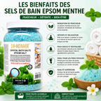 Sels De Bain Epsom Menthe 4KG – Bain Relaxant Rafraîchissant Corps, Mains & Pieds