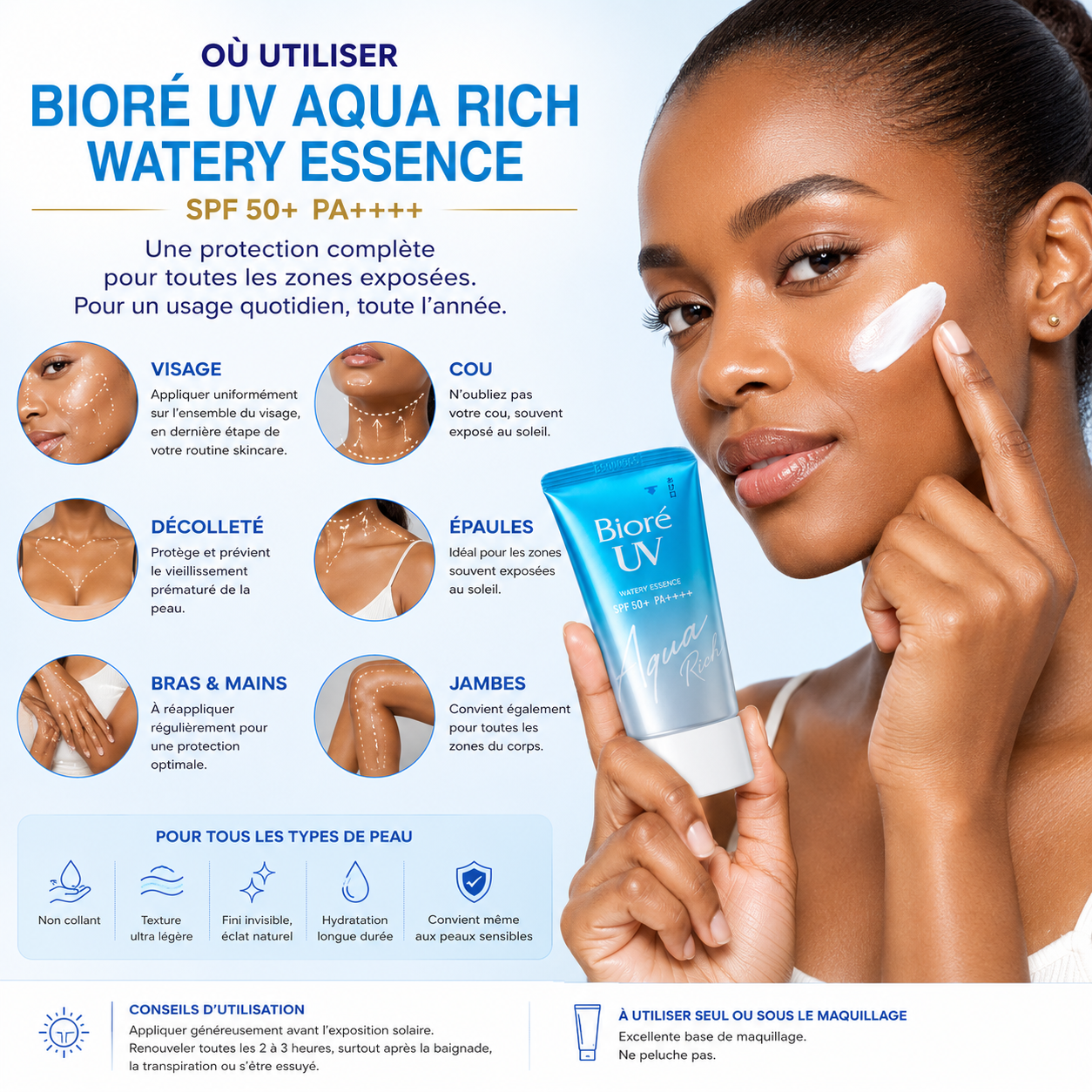 Bioré UV Aqua Rich Watery Essence SPF50+ PA++++ – Protection Solaire Hydratante