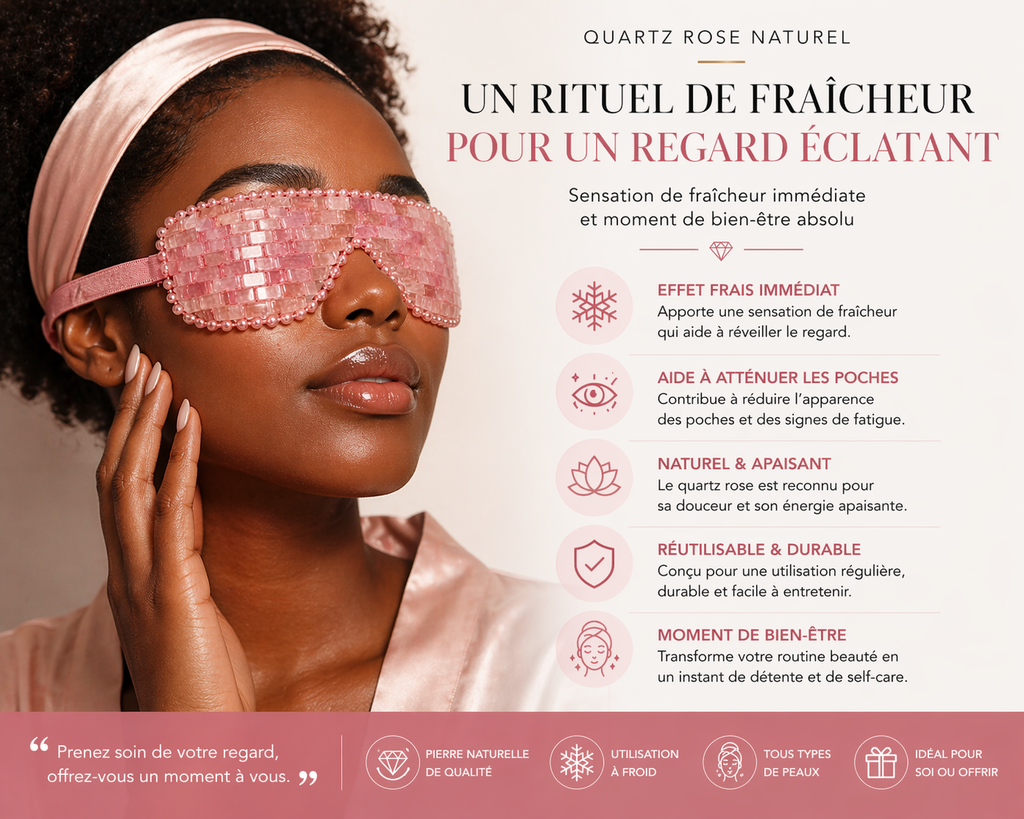 Masque Yeux en Quartz Rose – Soin Rafraîchissant & Regard Éclatant
