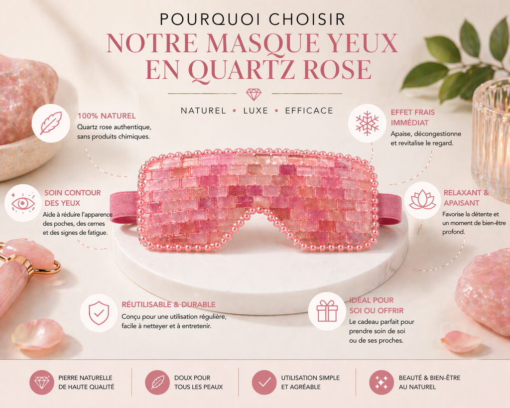 Masque Yeux en Quartz Rose – Soin Rafraîchissant & Regard Éclatant