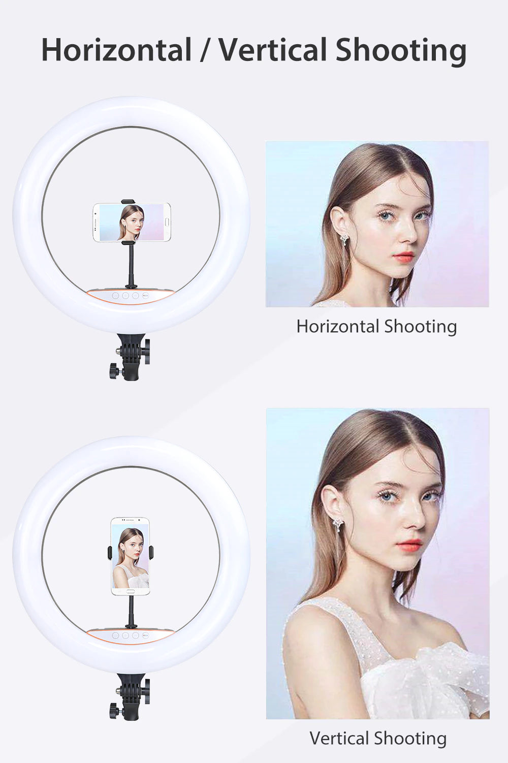 Ring light Arc en Ciel avec Trépied - Anneau Lumineux LED pour Vidéo Maquillage Youtube Tiktok Photo - Avec 3 Supports téléphone -  18 Pouces