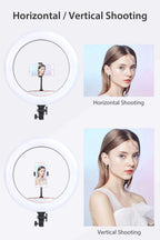 Ring light Arc en Ciel avec Trépied - Anneau Lumineux LED pour Vidéo Maquillage Youtube Tiktok Photo - Avec 3 Supports téléphone -  18 Pouces