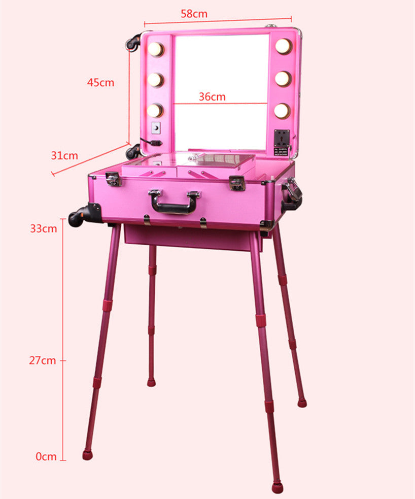 Valise Studio Make-up Trolley - Table de maquillage Professionnel avec Ampoules