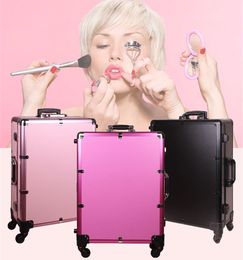 Valise Studio Make-up Trolley - Table de maquillage Professionnel avec Ampoules