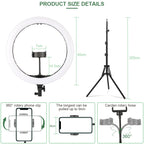 Ring Light Arc-en-Ciel avec Trépied – Anneau Lumineux LED 21 Pouces pour Vidéo, Maquillage, YouTube, TikTok et Photo- 3 Supports