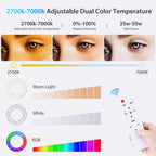 Ring light Arc en Ciel avec Trépied - Anneau Lumineux LED pour Vidéo Maquillage Youtube Tiktok Photo - Avec 3 Supports téléphone -  18 Pouces