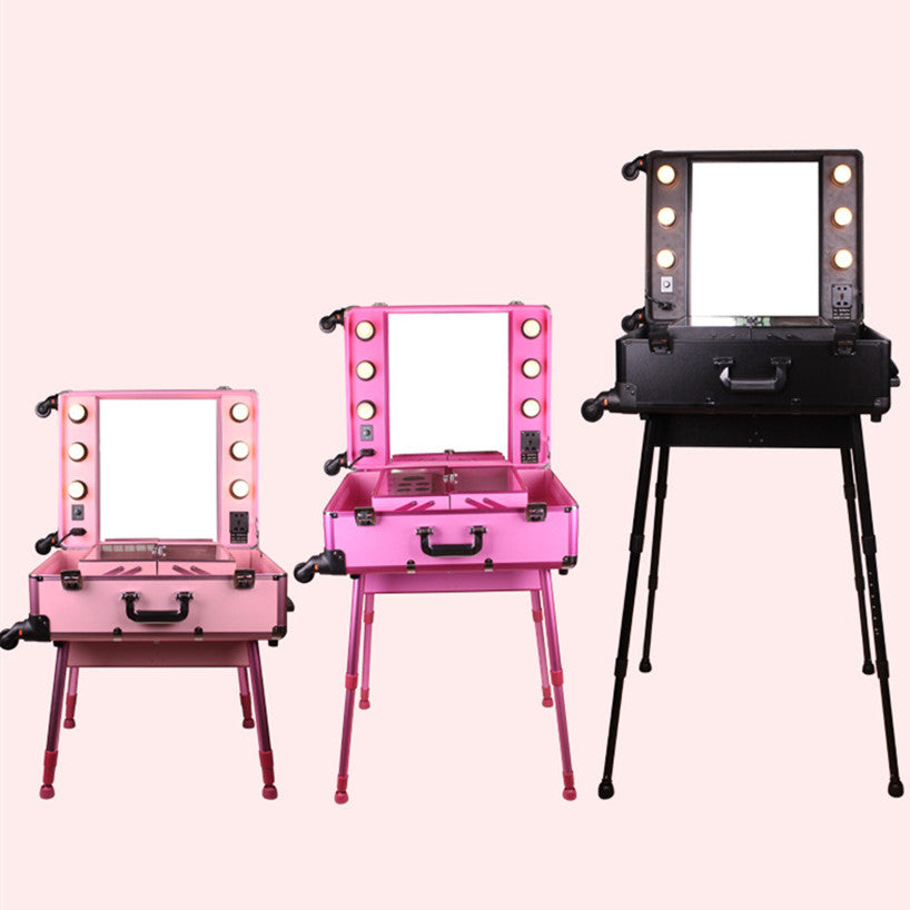 Valise Studio Make-up Trolley - Table de maquillage Professionnel avec Ampoules