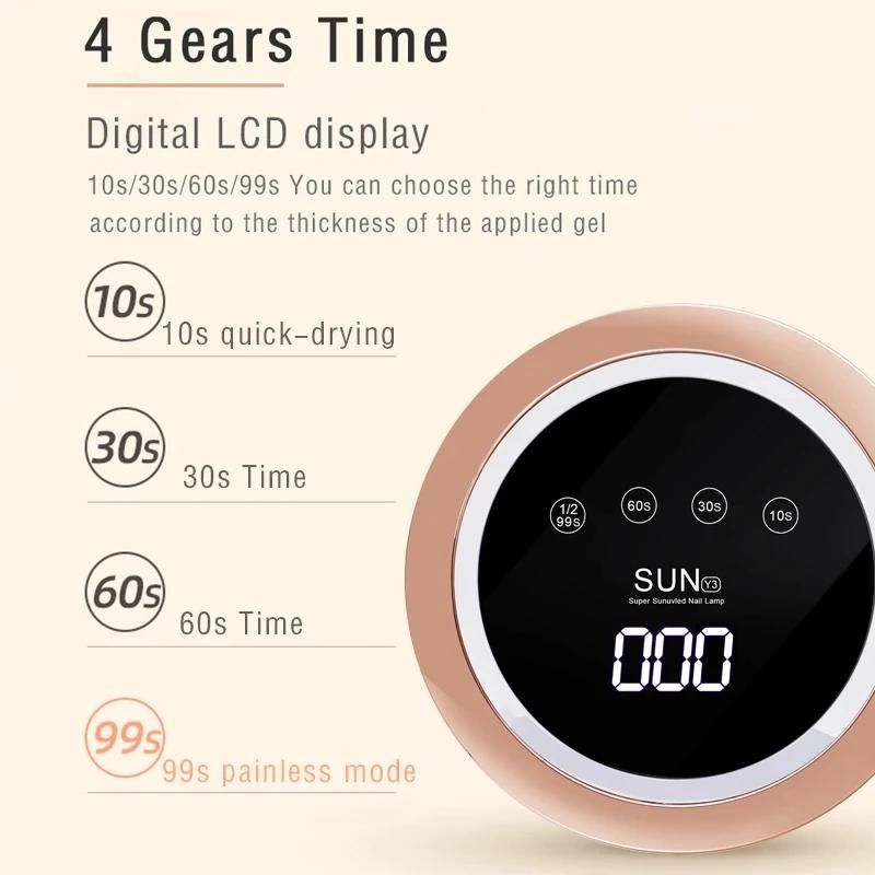 SUN Y3 Lampe UV/LED sèche-ongles- Durcisseur de Gels & vernis double main Avec Minuterie 120W