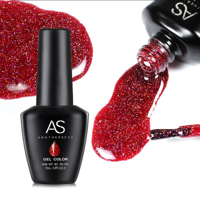 AS Vernis Semi Permanent UV/ LED - Rouge Pailleté