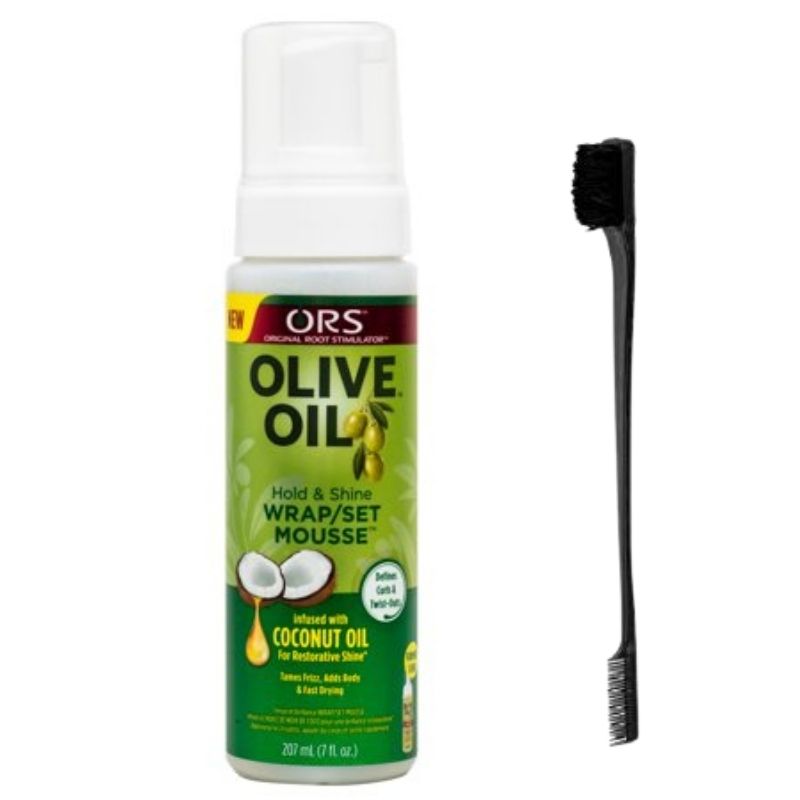 ORS Olive Oil Wrap Set Mousse - Mousse Coiffante Cheveux/ ORS  207 ml + Brosse Double Embout Offert