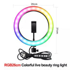 Ring light Arc en Ciel avec Trépied - Anneau Lumineux LED pour Vidéo Maquillage Youtube Tiktok Photo- 10 Pouces