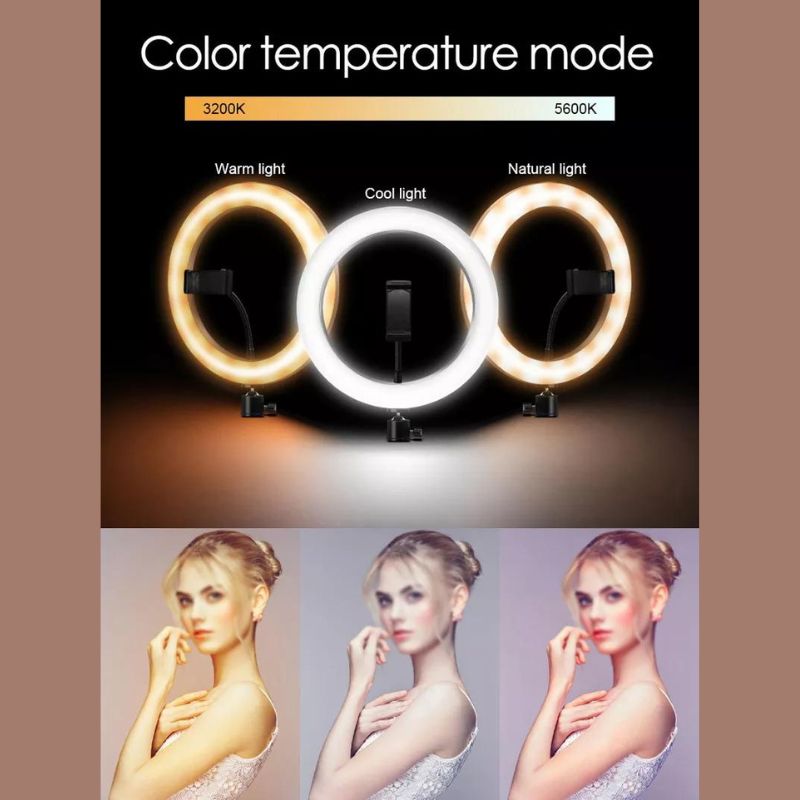 Ring light Arc en Ciel avec Trépied - Anneau Lumineux LED pour Vidéo Maquillage Youtube Tiktok Photo- 10 Pouces