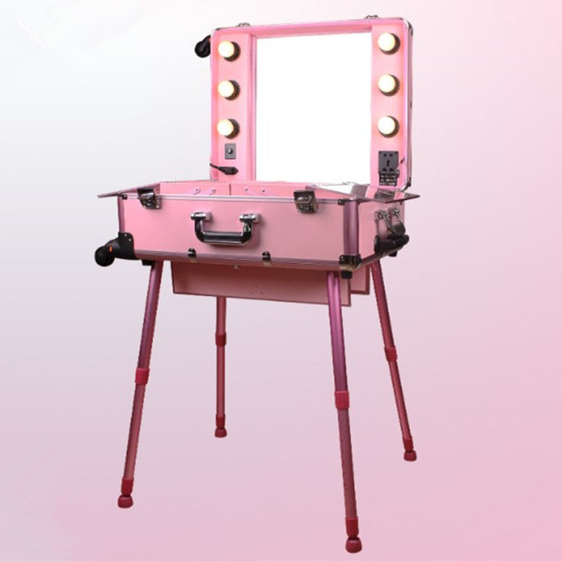 Valise Studio Make-up Trolley - Table de maquillage Professionnel avec Ampoules