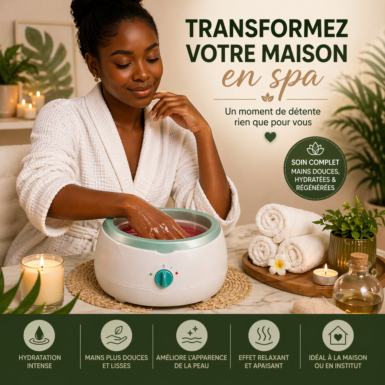 Banafen Chauffe-Cire & Bain de Paraffine 200W  – Soin Hydratant Mains, Pieds & Corps | Spa à Domicile