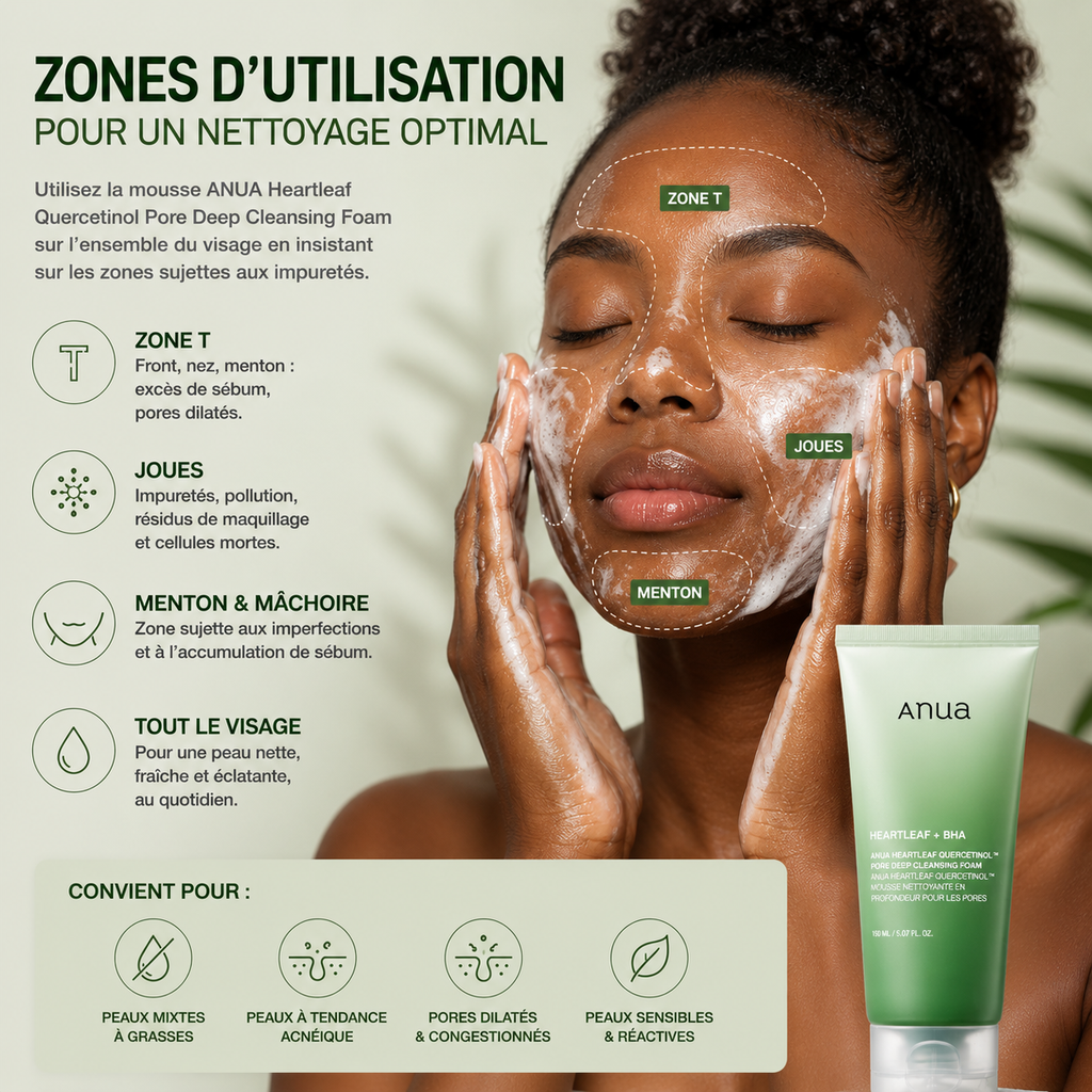 ANUA Heartleaf Quercetinol Pore Deep Cleansing Foam – Mousse Nettoyante Purifiante – 150ml