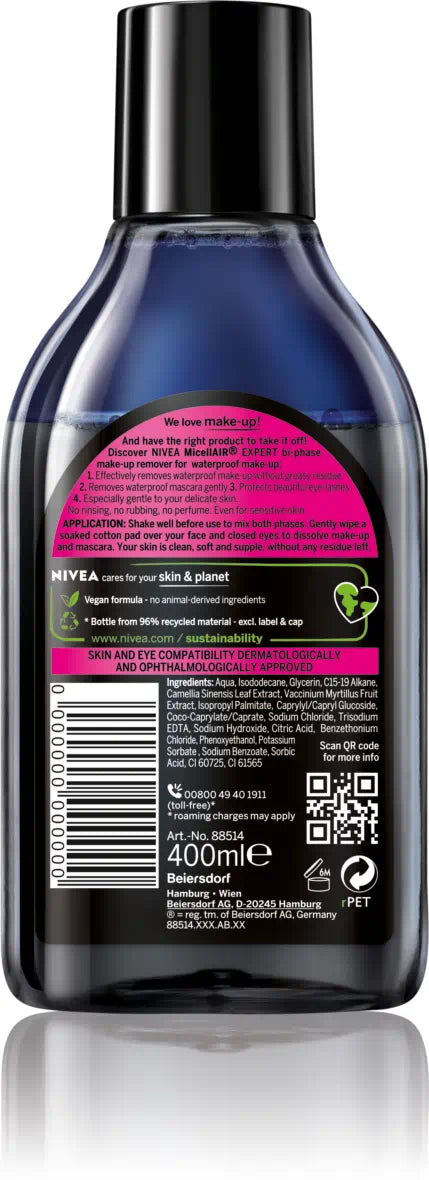 Nivea MicellAIR Skin Brethe Expert - Démaquillant Yeux Biphase Waterproof Peau Sensible
