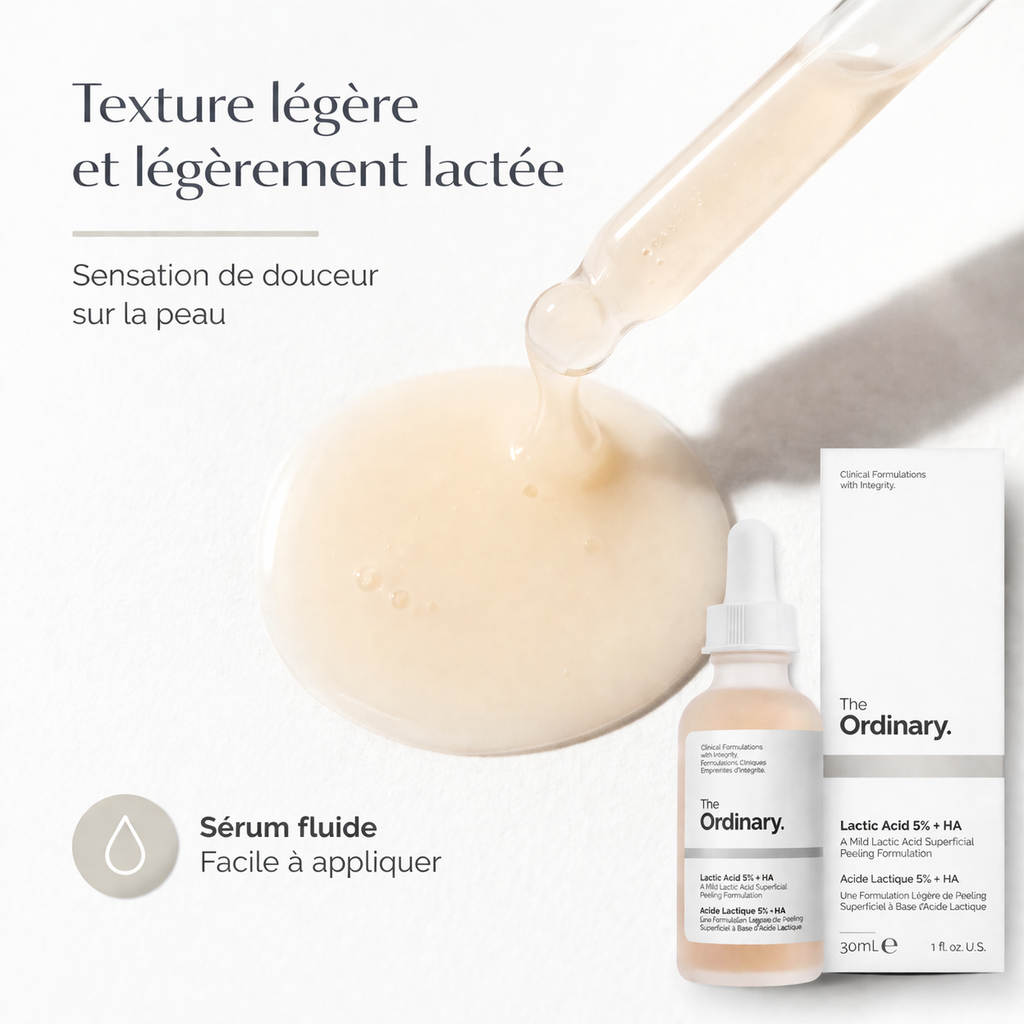 Sérum Acide Lactique 5% + HA The Ordinary – Exfoliation Douce & Peau Plus Lisse
