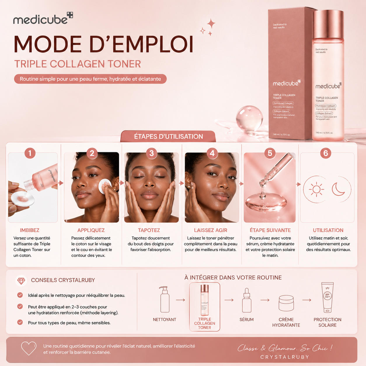 Medicube Triple Collagen Toner – Tonique Hydratant Au Triple Collagène Pour Une Peau Repulpée Et Éclatante – 140 ml