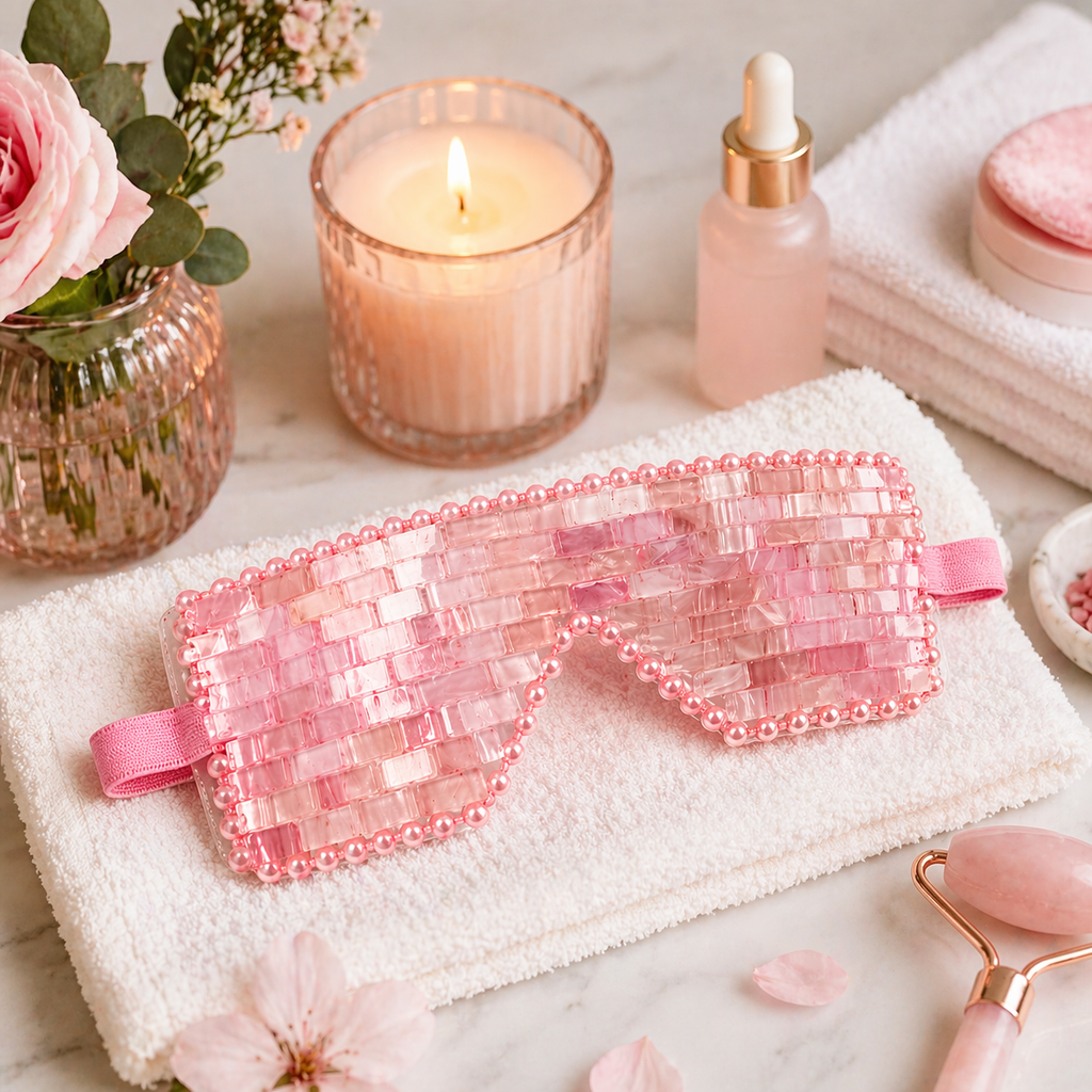 Masque Yeux en Quartz Rose – Soin Rafraîchissant & Regard Éclatant