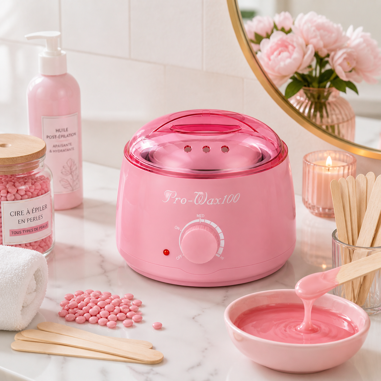 Chauffe-Cire Professionnel 100W – Pot Épilatoire Électrique (Blanc, Rose, Bleu)