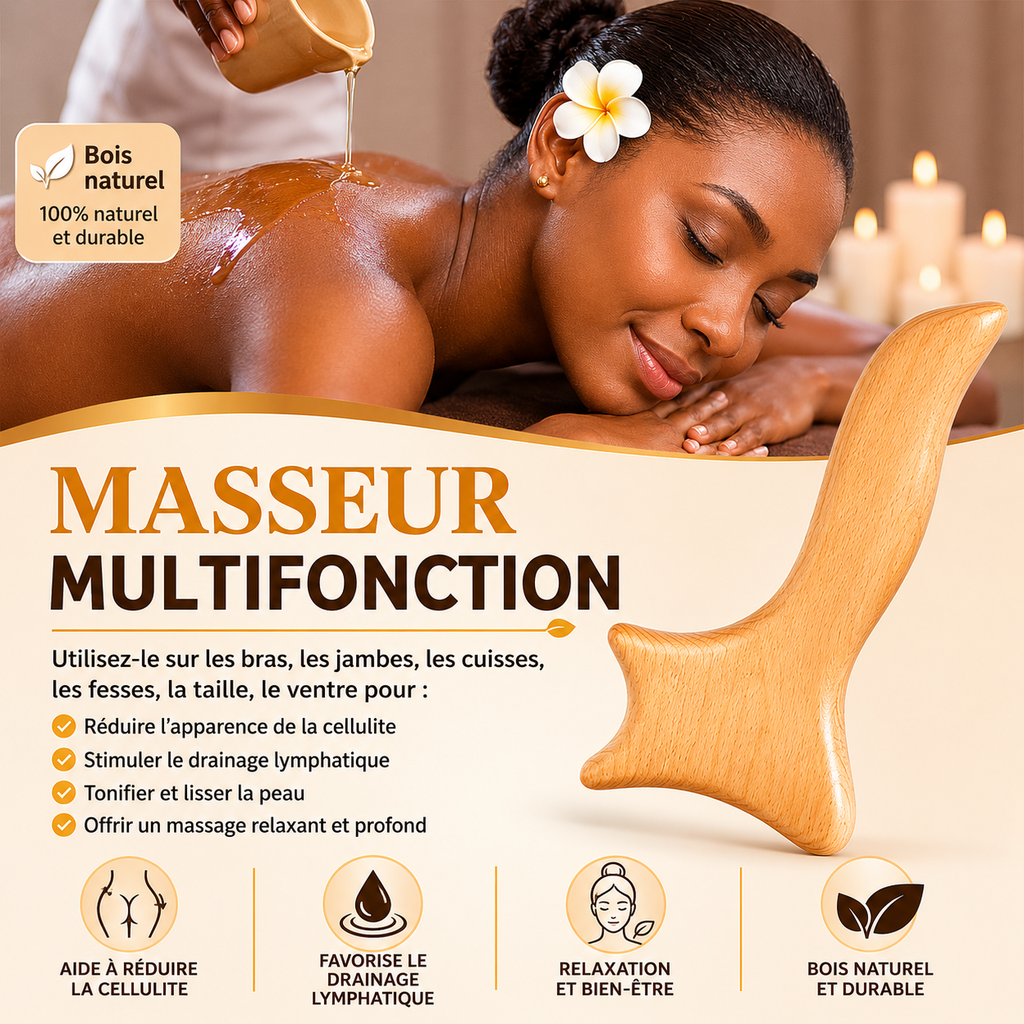 Kit De Madérothérapie 6 Pièces – Outils De Massage En Bois Naturel Pour Corps, Drainage & Relaxation