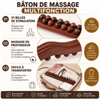 Bâton de Massage en Bois à Billes – Relaxation Musculaire & Anti-Tensions Corps
