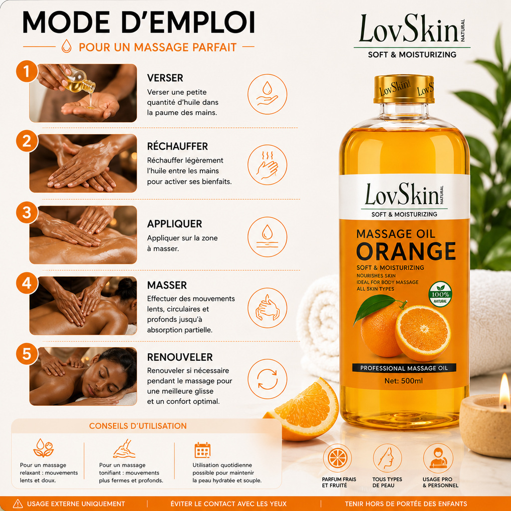 Huile De Massage Orange LovSkin 500 ml