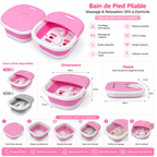 Bain de Pied Pliable Multifonction Chauffant – Massage & Relaxation SPA à Domicile (Rose / Gris)