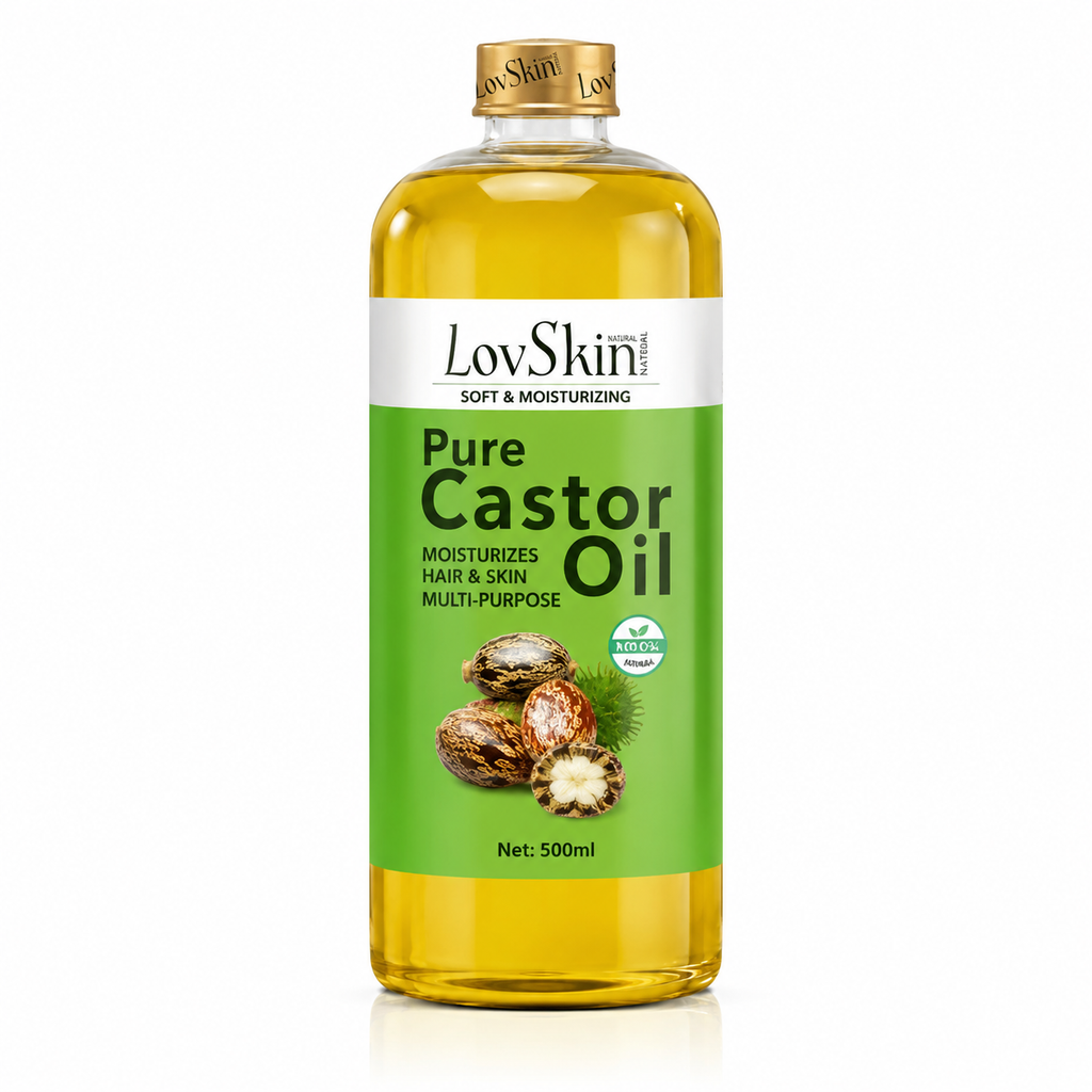 Huile De Ricin Pure LovSkin 500 ml – Huile De Massage Professionnelle Multi-Usages