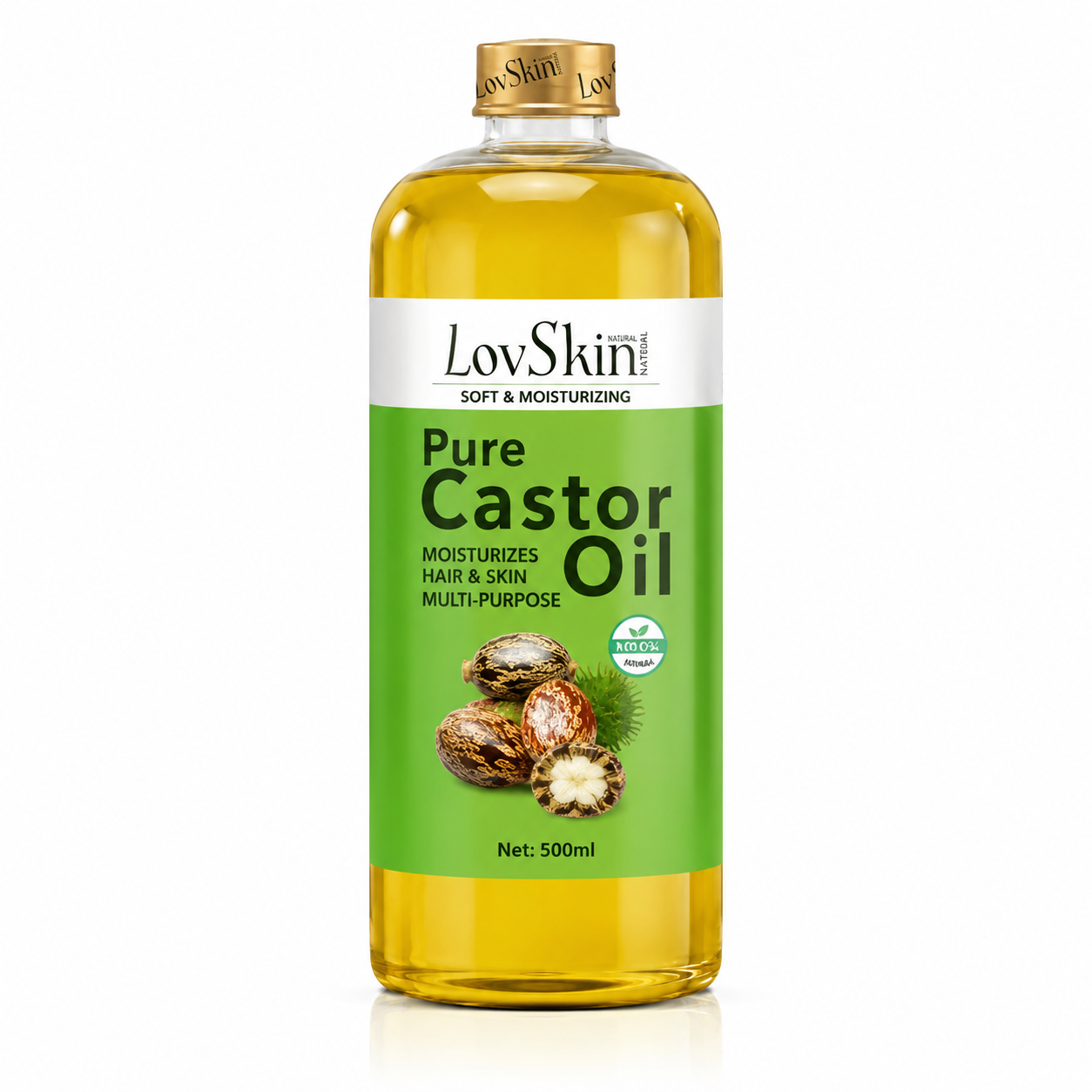 Huile De Ricin Pure LovSkin 500 ml – Huile De Massage Professionnelle Multi-Usages
