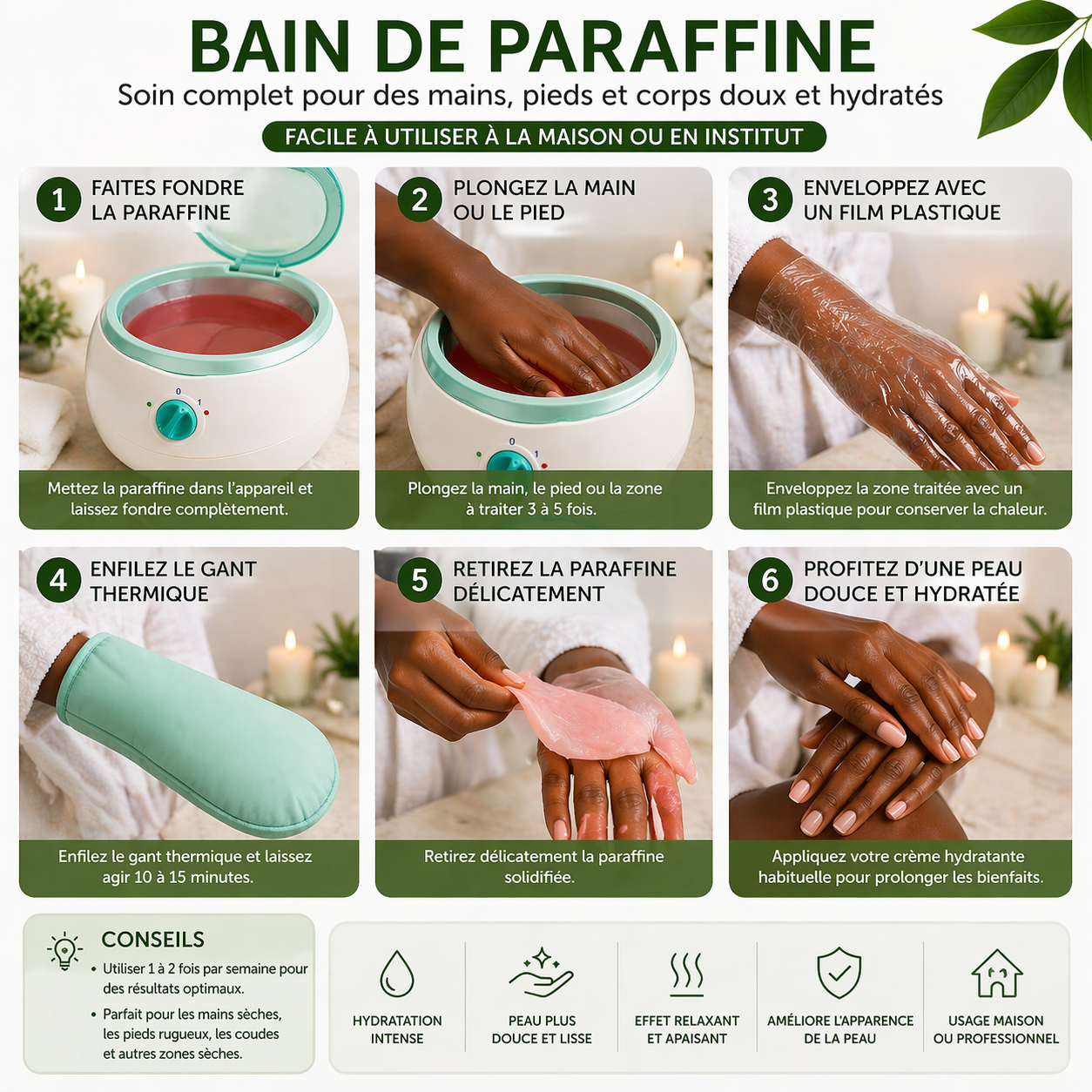 Banafen Chauffe-Cire & Bain de Paraffine 200W  – Soin Hydratant Mains, Pieds & Corps | Spa à Domicile