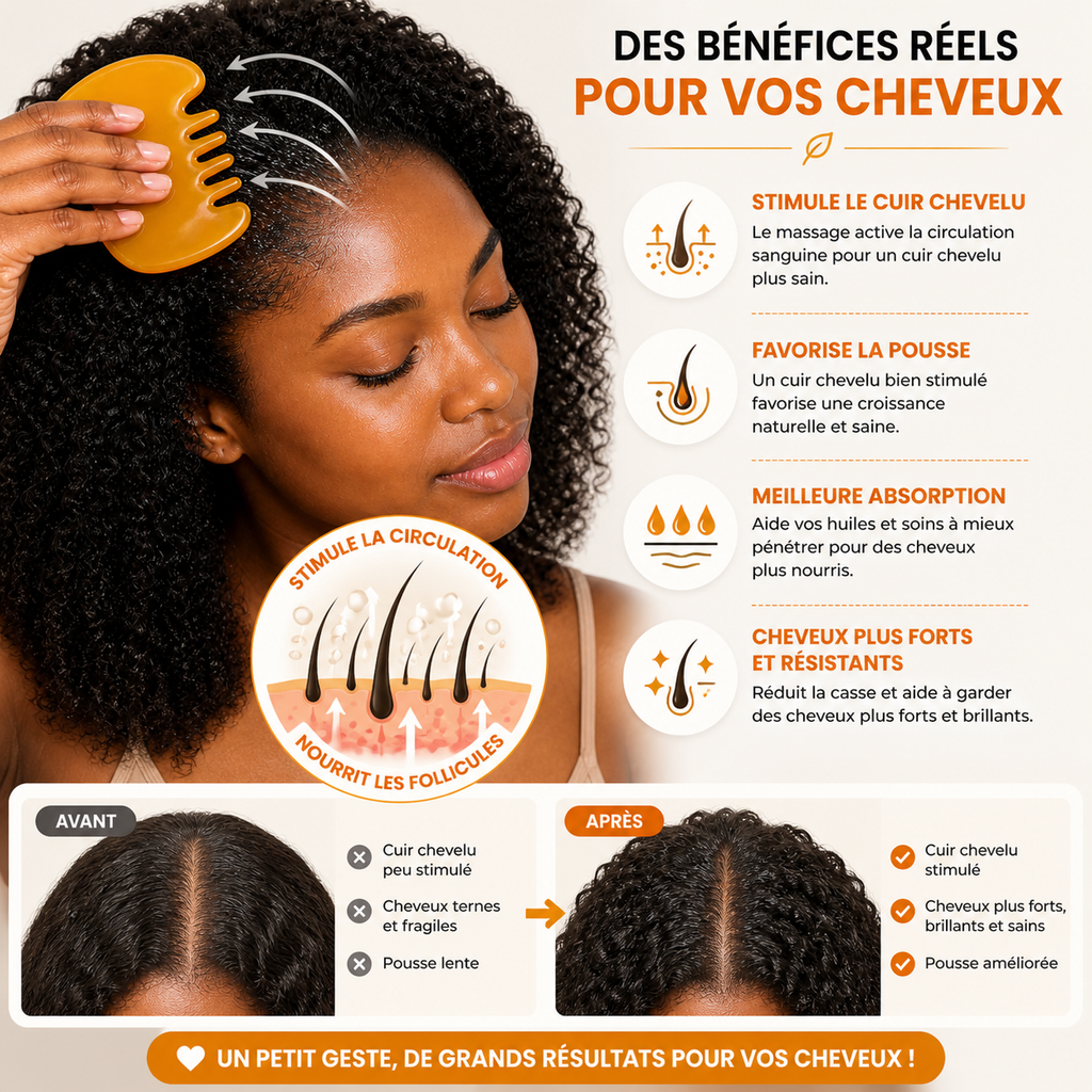 Peigne Massage Cuir Chevelu & Détente – Stimulation Pousse Cheveux & Relaxation