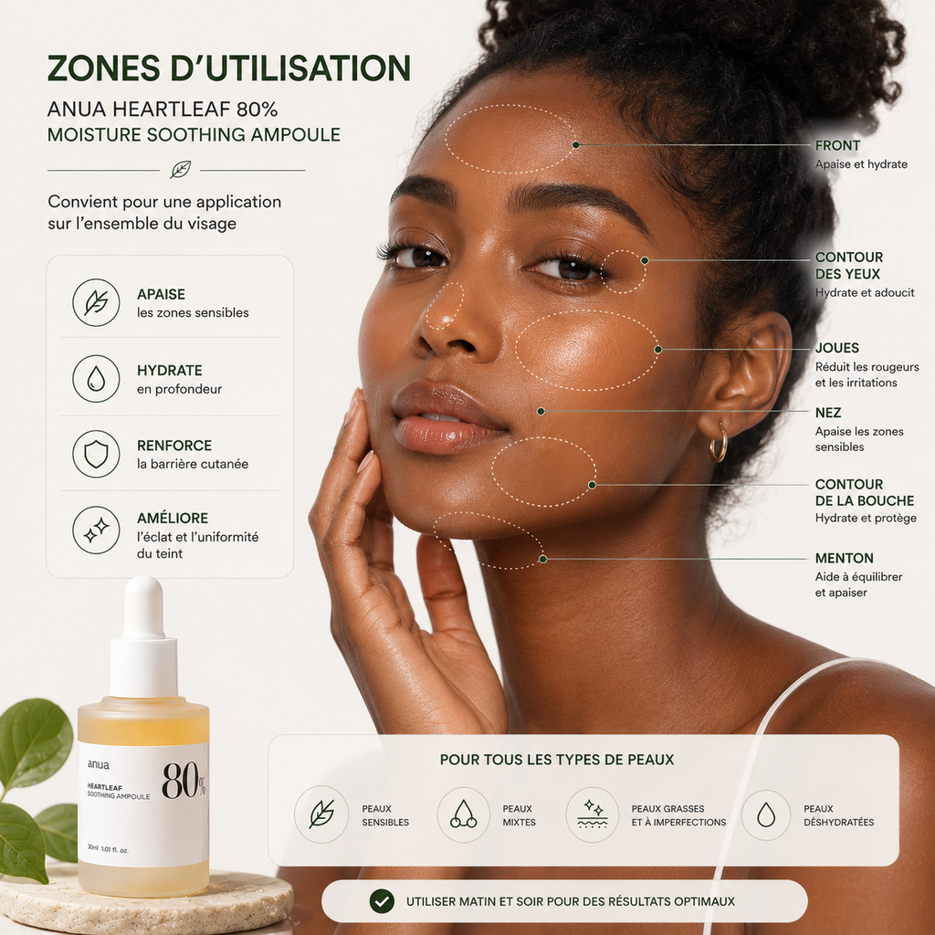 ANUA Heartleaf 80% Moisture Soothing Ampoule – Sérum Apaisant Hydratation Intense
