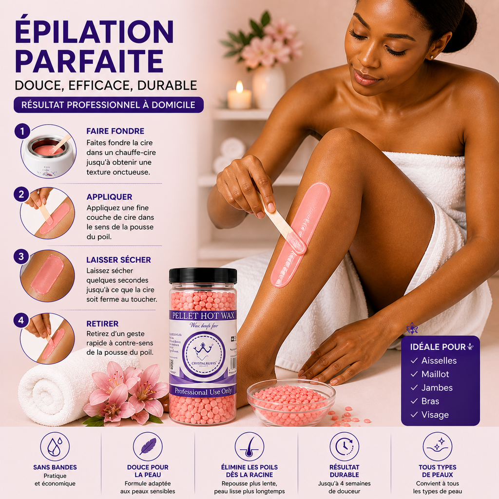 Cire Pelable en Perles Rose – Cire Épilation Sans Bandes Usage Professionnel