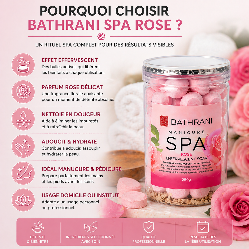 Billes Effervescentes Spa Rose 250g – Bain Mains & Pieds Hydratant & Relaxant
