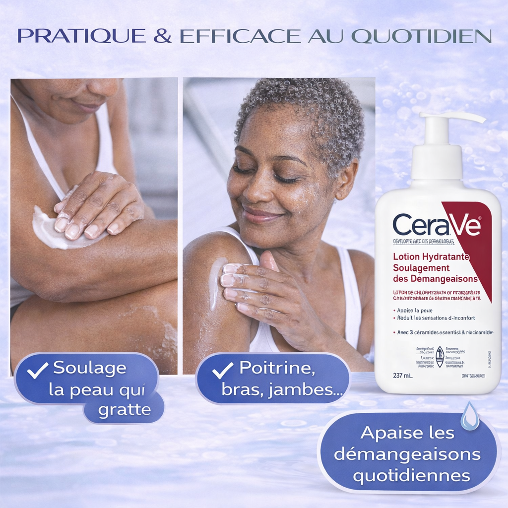 CeraVe Lotion Hydratante Apaisante – Soulagement des Démangeaisons – Peaux Sèches 237ml