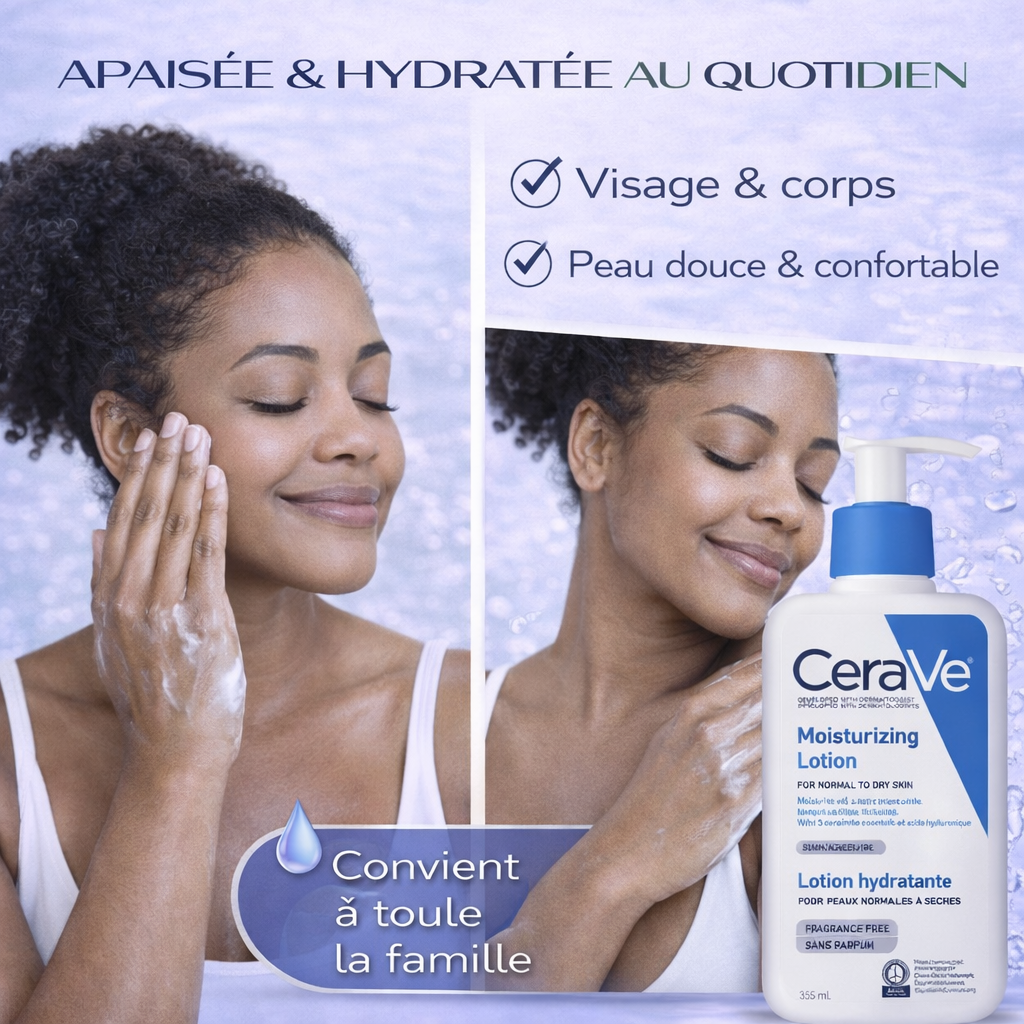 CeraVe Lotion Hydratante Visage & Corps – Hydratation Intense – Peaux Normales à Sèches 236ml