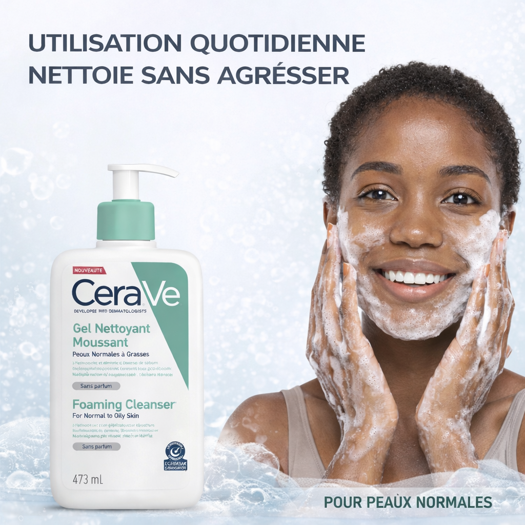 CeraVe Gel Nettoyant Moussant Peaux Normales à Grasses – Foaming Cleanser (236ml / 473ml)
