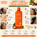 Cantu Shea Butter Natural Hair Clarifying Cream Shampoo – Shampooing Clarifiant Hydratant Sans Sulfate Pour Cheveux Bouclés, Frisés & Crépus