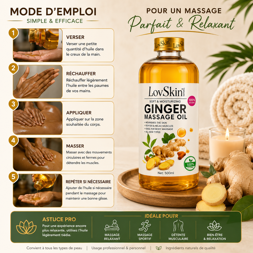Huile De Massage Gingembre LovSkin - Ginger Massage Oil 500 ml