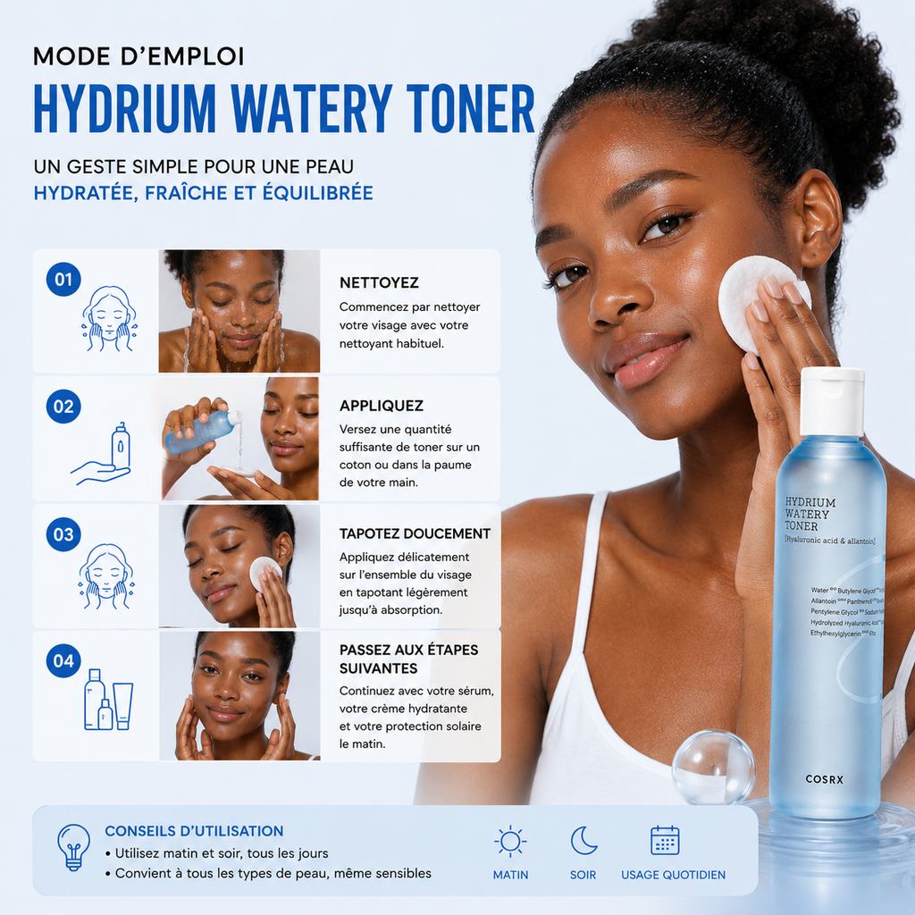 COSRX Hydrium Watery Toner – Toner Hydratant Intensif 150ml