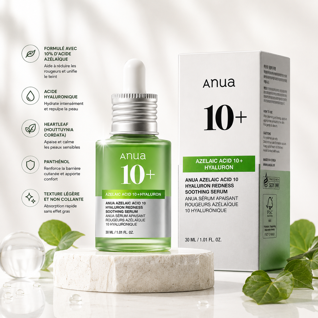 ANUA Azelaic Acid 10 Hyaluron Redness Soothing Serum – Sérum Apaisant Anti-Rougeurs