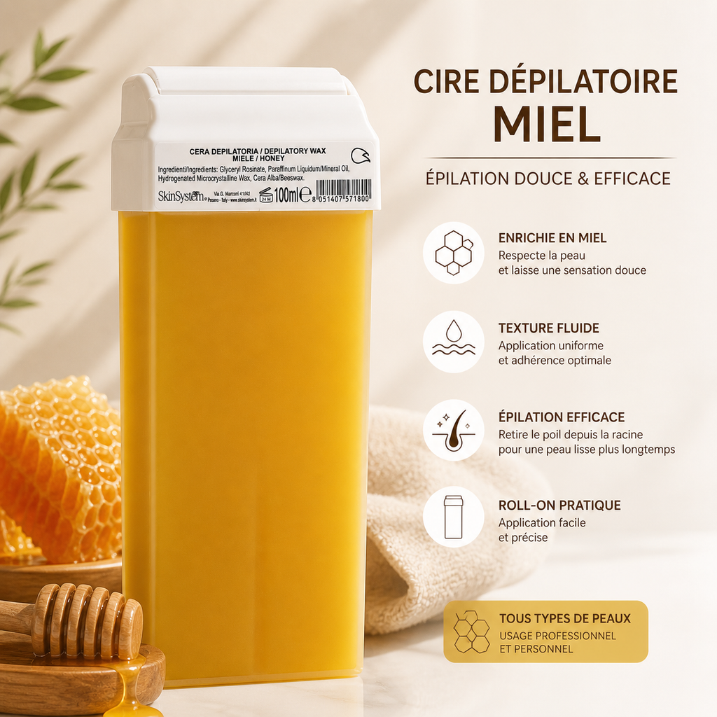 Cartouche de Cire Dépilatoire Miel 100ml – Épilation Douce & Efficace