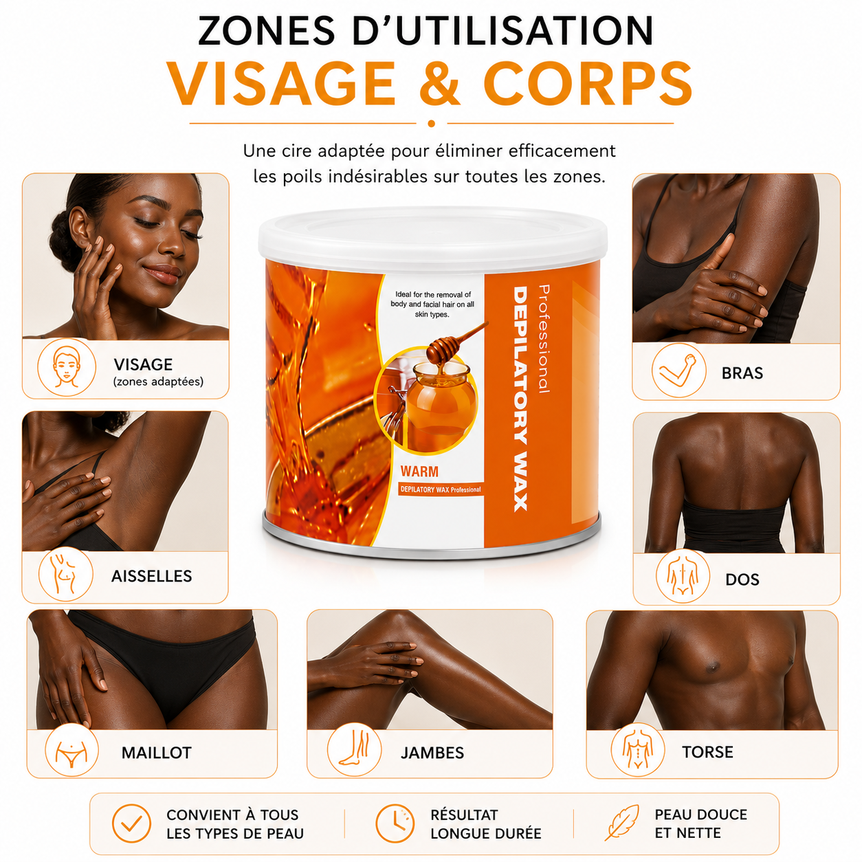 Cire d'Épilation Tiède Professionnelle au Miel – 500 g