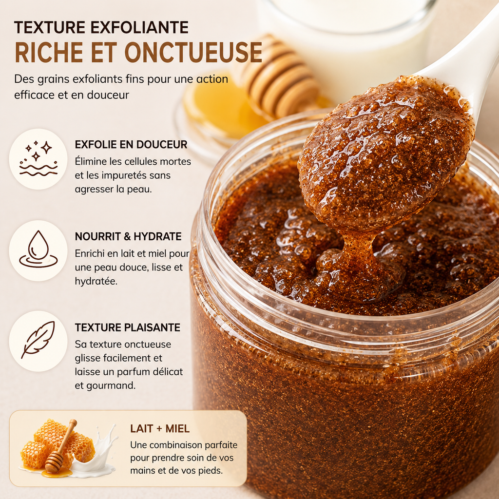 Gommage Exfoliant Spa Mains & Pieds Lait & Miel 3KG – Soin Professionnel Nourrissant