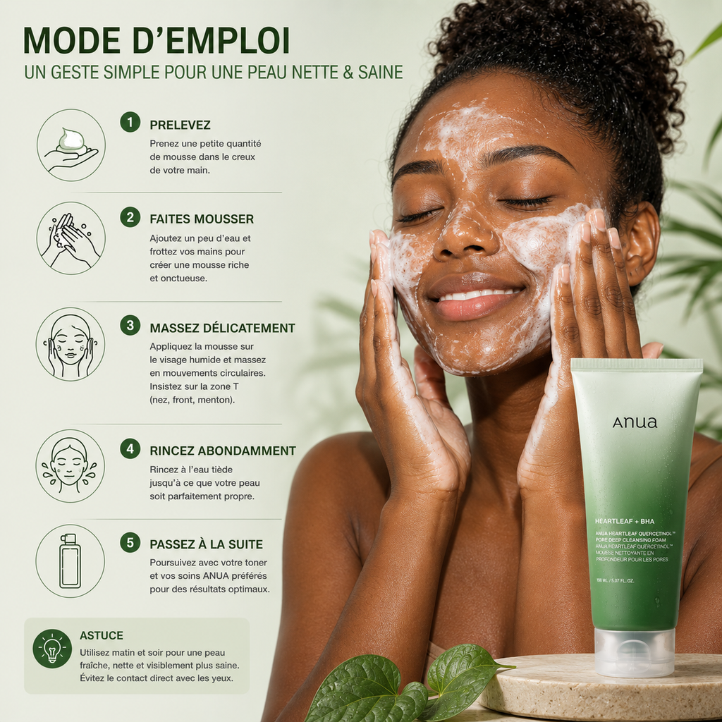 ANUA Heartleaf Quercetinol Pore Deep Cleansing Foam – Mousse Nettoyante Purifiante – 150ml