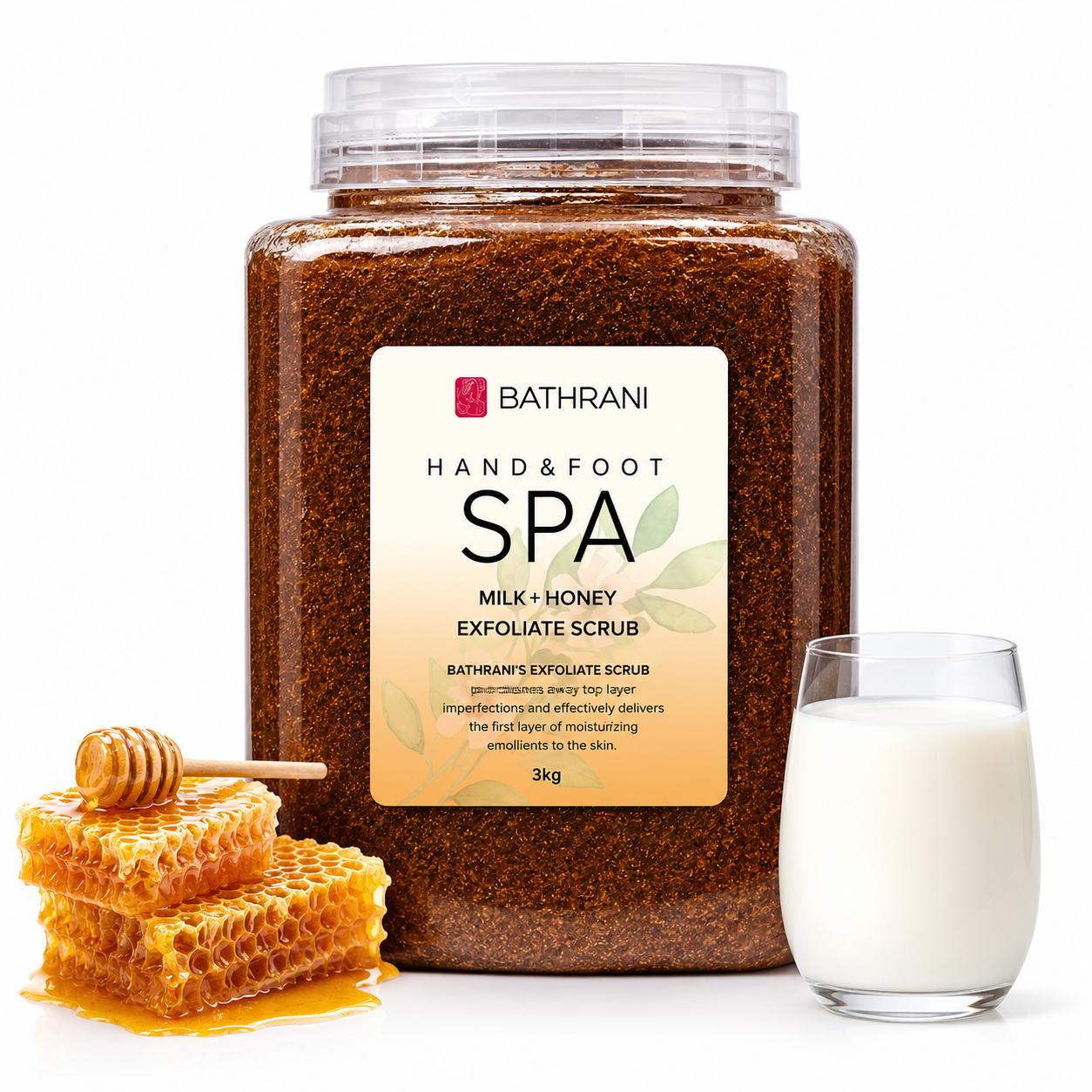 Gommage Exfoliant Spa Mains & Pieds Lait & Miel 3KG – Soin Professionnel Nourrissant