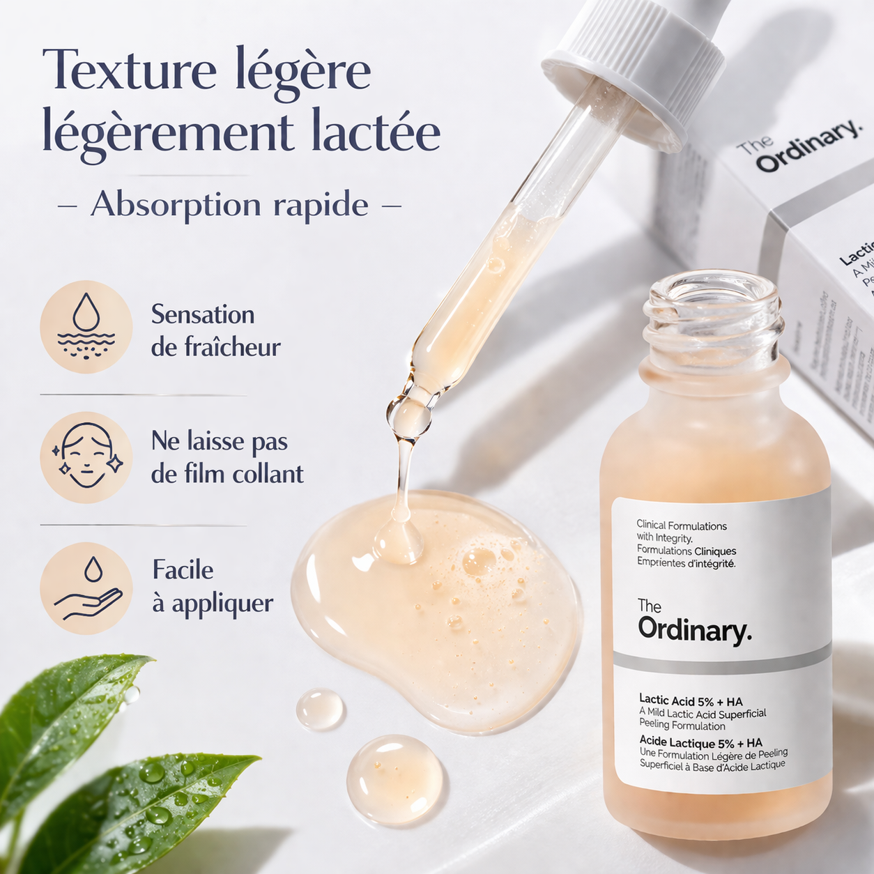 Sérum Acide Lactique 5% + HA The Ordinary – Exfoliation Douce & Peau Plus Lisse