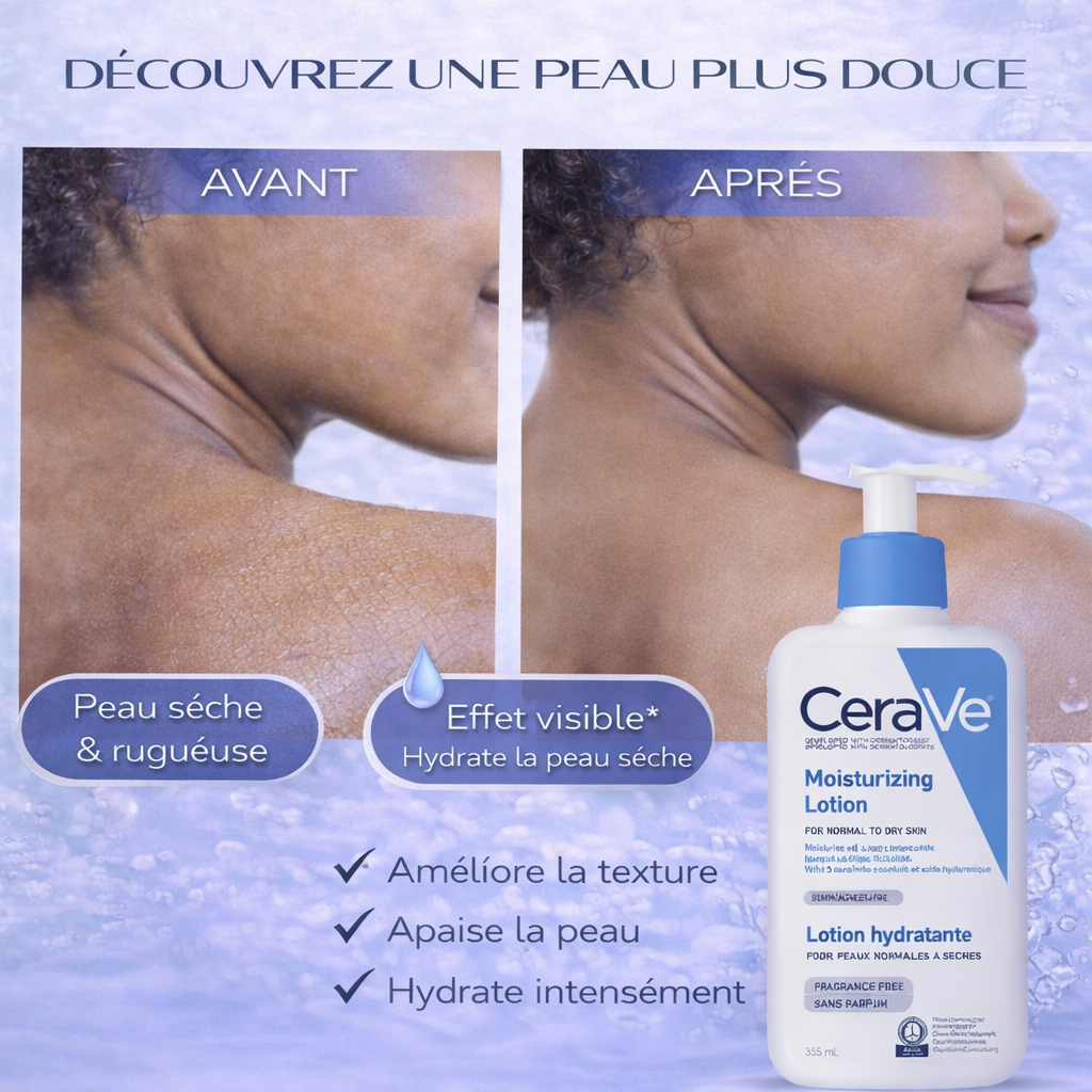 CeraVe Lotion Hydratante Visage & Corps – Hydratation Intense – Peaux Normales à Sèches 236ml